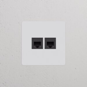 Kew Gniazdo RJ45 x 2 w pojedynczej ramce – Do malowania, Czarny