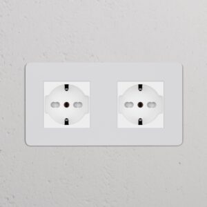Kew Gniazdo Schuko/Bipasso x 2 w podwójnej ramce – Do malowania, Biały
