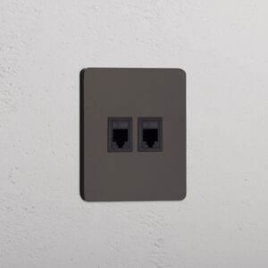 Grove Gniazdo RJ45 x 2 w pojedynczej ramce – Brąz, Czarny