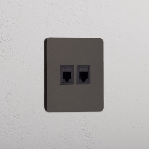 Grove Gniazdo RJ45 x 2 w pojedynczej ramce – Brąz, Czarny