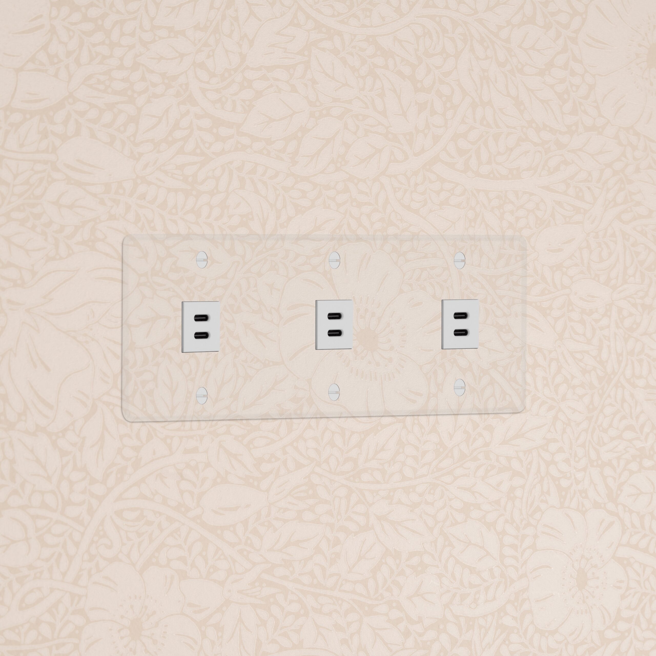 Kew Gniazdo USB-C 30 W x 3 w potrójnej ramce – Przezroczysty, Biały