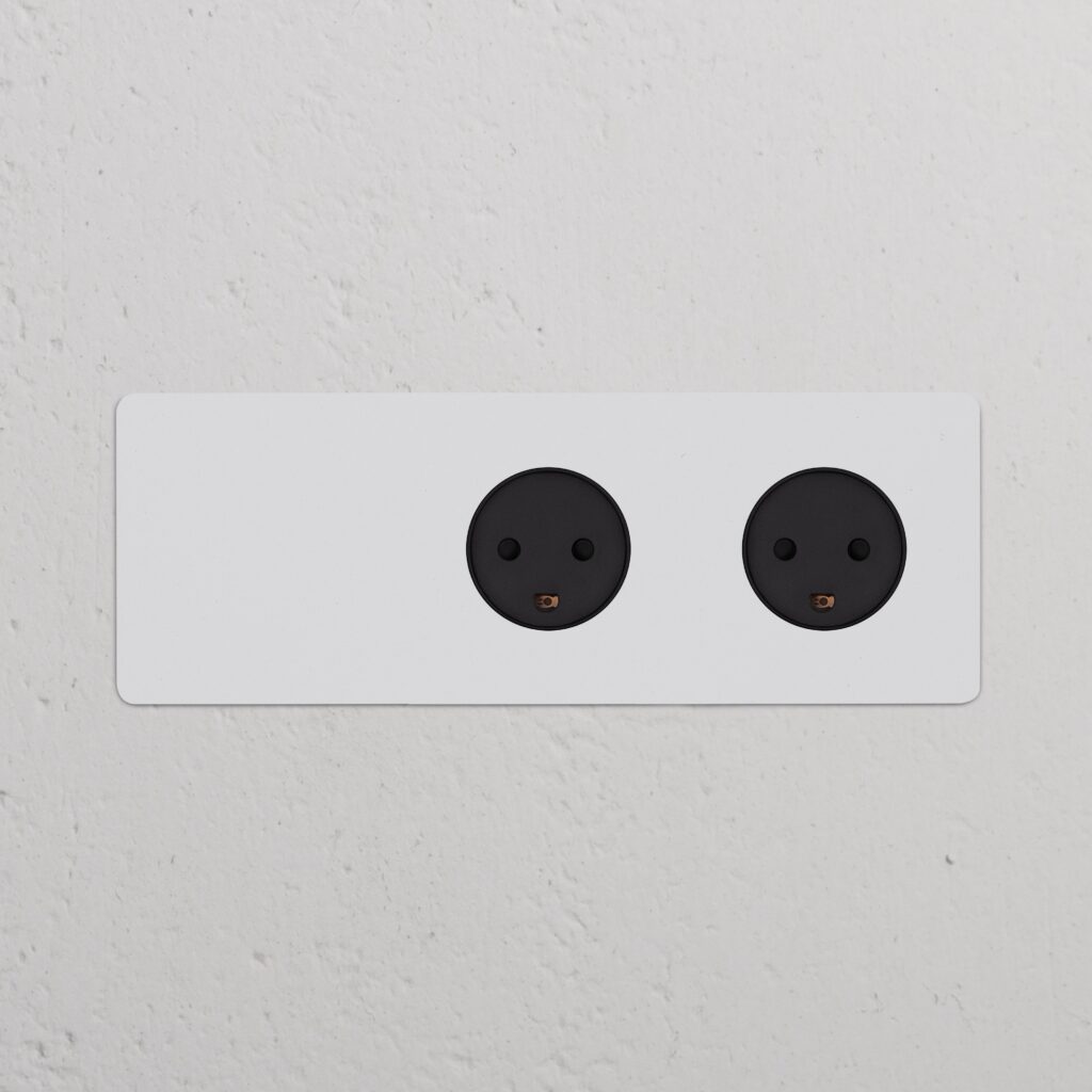 Kew Gniazdo USB-C 30 W i duńskie typu K x 2 w potrójnej ramce – Do malowania, Czarny