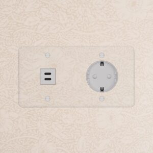 Kew Gniazdo USB-C 30 W i Schuko typu F x 2 w podwójnej ramce – Przezroczysty, Biały