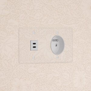 Kew Gniazdo USB-C 30 W i francusko/belgijskie typu E w podwójnej ramce – Przezroczysty, Biały