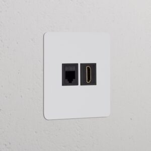 Kew Gniazdo RJ45 i HDMI w pojedynczej ramce – Do malowania, Czarny