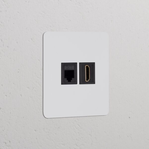 Kew Gniazdo RJ45 i HDMI w pojedynczej ramce – Do malowania, Czarny