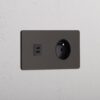 Grove Gniazdo USB-C 30 W i francusko/belgijskie typu E w podwójnej ramce – Brąz, Czarny