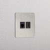 Grove Gniazdo RJ45 i HDMI w pojedynczej ramce – Polerowany nikiel, Czarny