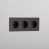 Kew Gniazdo Schuko/Bipasso x 3 w potrójnej ramce – Brąz, Czarny