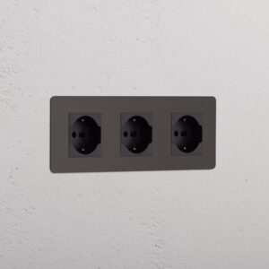 Kew Gniazdo Schuko/Bipasso x 3 w potrójnej ramce – Brąz, Czarny