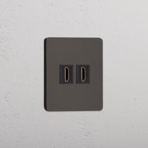 Grove Gniazdo HDMI x 2 w pojedynczej ramce – Brąz, Czarny