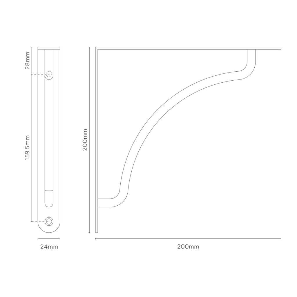 Kilburn wspornik do półki 200 mm – Satynowy nikiel