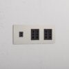Grove Gniazdo USB-C 30 W i Bipasso x 4 w potrójnej ramce – Polerowany nikiel, Czarny