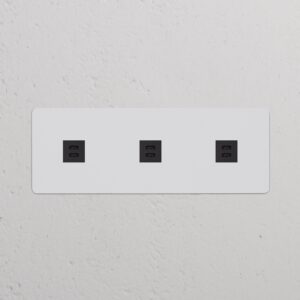 Kew Gniazdo USB-C 30 W x 3 w potrójnej ramce – Do malowania, Czarny