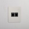 Kew Gniazdo RJ45 x 2 w pojedynczej ramce – Polerowany nikiel, Czarny