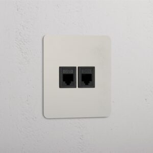 Kew Gniazdo RJ45 x 2 w pojedynczej ramce – Polerowany nikiel, Czarny