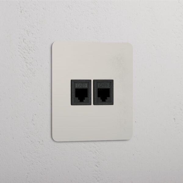 Kew Gniazdo RJ45 x 2 w pojedynczej ramce – Polerowany nikiel, Czarny