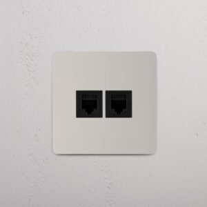 Kew Gniazdo RJ45 x 2 w pojedynczej ramce – Polerowany nikiel, Czarny