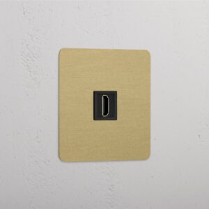 Kew Gniazdo HDMI w pojedynczej ramce – Antyczny mosiądz, Czarny