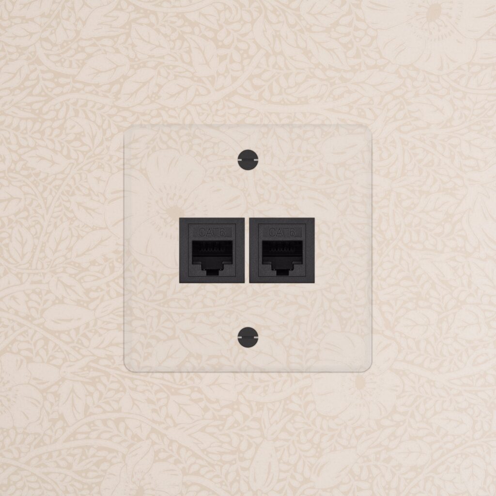 Kew Gniazdo RJ45 x 2 w pojedynczej ramce – Przezroczysty, Czarny