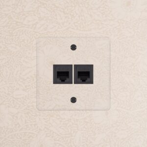 Kew Gniazdo RJ45 x 2 w pojedynczej ramce – Przezroczysty, Czarny