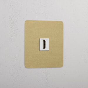 Kew Gniazdo HDMI w pojedynczej ramce – Antyczny mosiądz, Biały