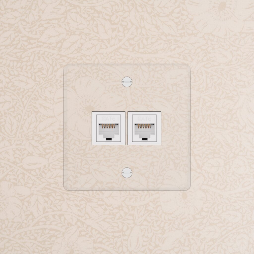 Kew Gniazdo RJ45 x 2 w pojedynczej ramce – Przezroczysty, Biały