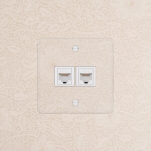 Kew Gniazdo RJ45 x 2 w pojedynczej ramce – Przezroczysty, Biały