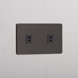 Grove Gniazdo USB-C 30 W x 2 w podwójnej ramce – Brąz, Czarny