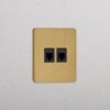 Grove Gniazdo RJ45 x 2 w pojedynczej ramce – Antyczny mosiądz, Czarny