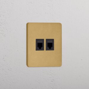 Grove Gniazdo RJ45 x 2 w pojedynczej ramce – Antyczny mosiądz, Czarny