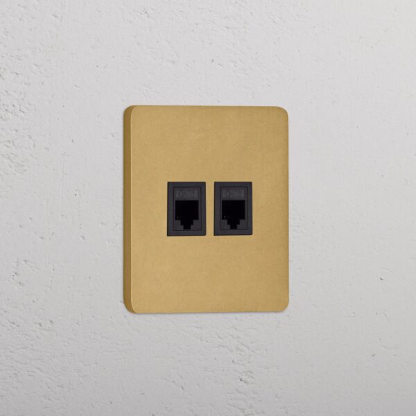 Grove Gniazdo RJ45 x 2 w pojedynczej ramce – Antyczny mosiądz, Czarny