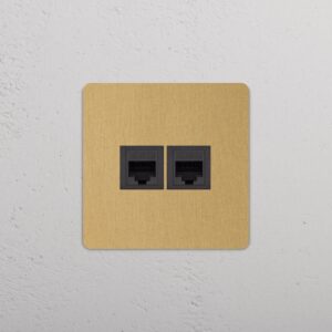 Grove Gniazdo RJ45 x 2 w pojedynczej ramce – Antyczny mosiądz, Czarny