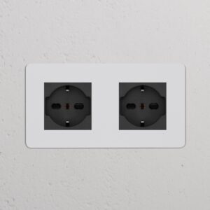 Kew Gniazdo Schuko/Bipasso x 2 w podwójnej ramce – Do malowania, Czarny