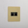 Kew Gniazdo RJ45 x 2 w pojedynczej ramce – Antyczny mosiądz, Czarny