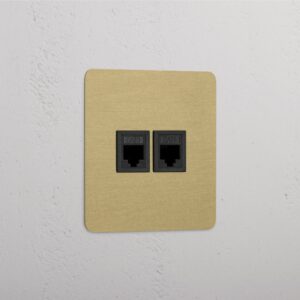 Kew Gniazdo RJ45 x 2 w pojedynczej ramce – Antyczny mosiądz, Czarny