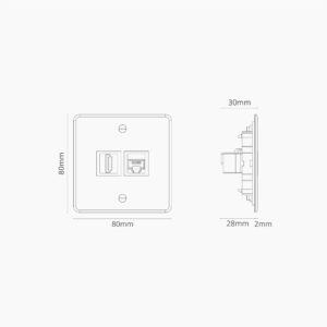 Kew Gniazdo RJ45 i HDMI w pojedynczej ramce – Przezroczysty, Czarny