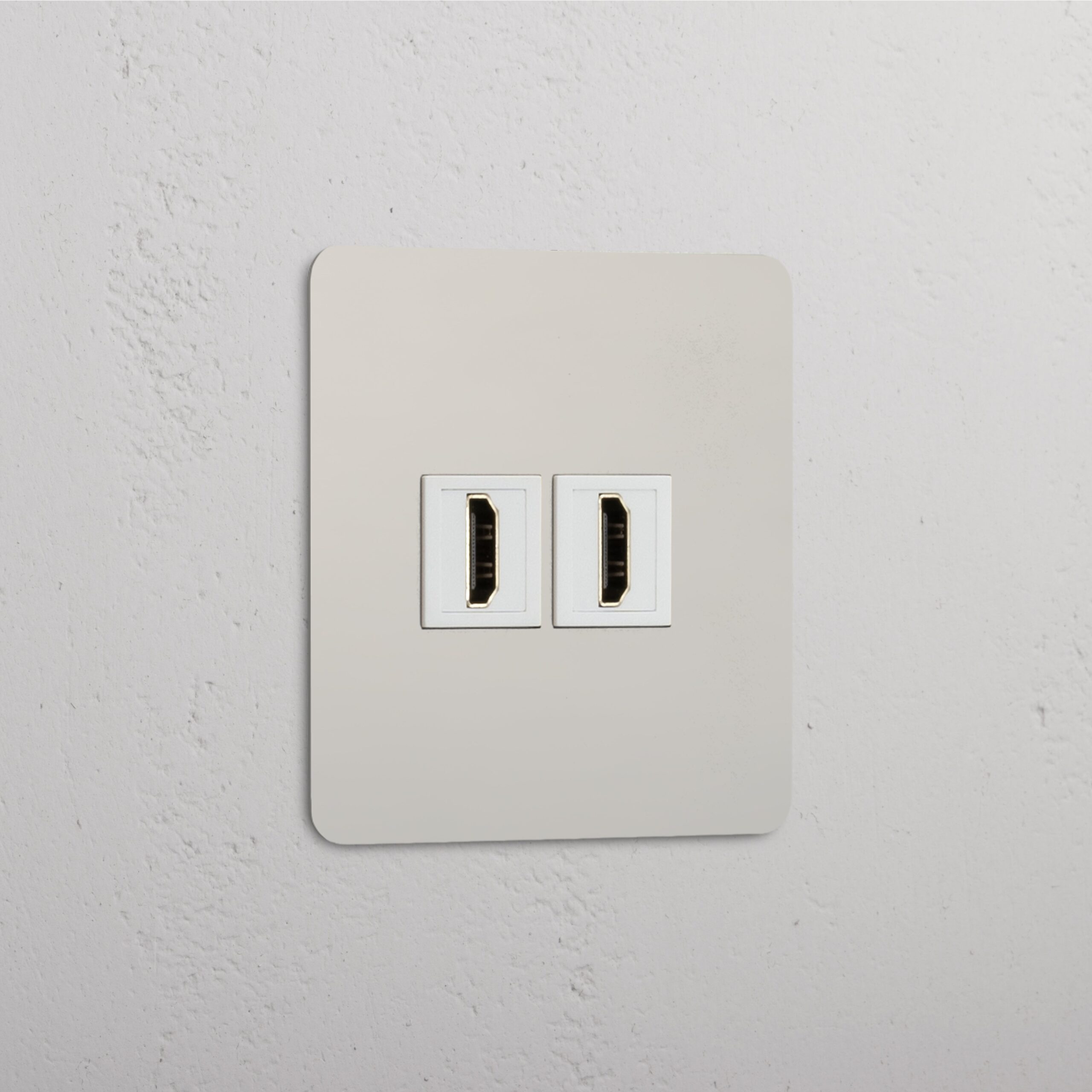 Kew Gniazdo HDMI x 2 w pojedynczej ramce – Polerowany nikiel, Biały