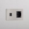 Grove Gniazdo USB-C 30 W i Schuko/Bipasso w podwójnej ramce – Polerowany nikiel, Czarny