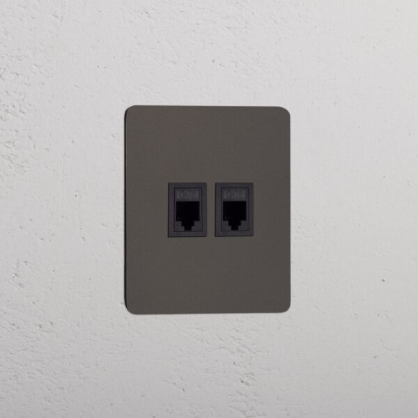 Kew Gniazdo RJ45 x 2 w pojedynczej ramce – Brąz, Czarny