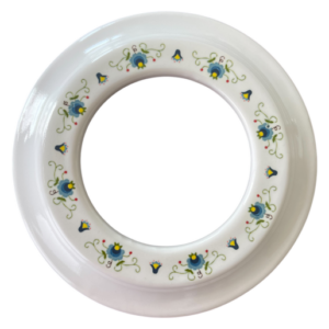 Ceramiczna podtynkowa ramka pojedyncza biała w niebieskie kwiaty