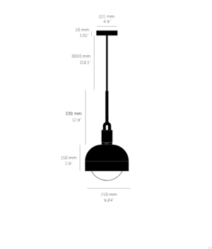 Lampa wisząca z kloszem Forked M z osłoną ową z Mlecznym Kloszem