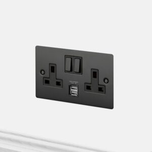 Gniazdo podwójne z USB 3.1A Typ G UK 2G Standard Brytyjski – Czarny (UK)