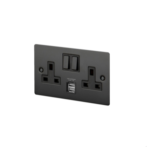 Gniazdo podwójne z USB 3.1A Typ G UK 2G Standard Brytyjski – Czarny (UK)