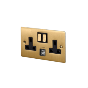 Gniazdo podwójne z USB 3.1A Typ G UK 2G Standard Brytyjski – Złoty (UK)