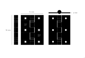 Zawiasy do drzwi Hinge 76 x 51 x 2 mm (zestaw 2 szt.) – Złoty