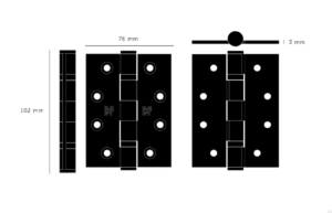 Zawiasy do drzwi Hinge 102 x 76 x 3 mm (zestaw 2 szt.) – Złoty